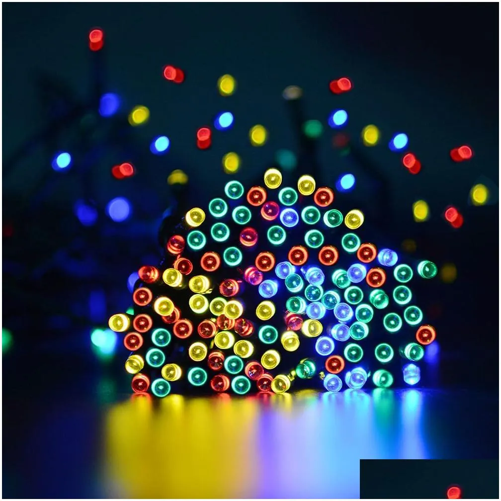 christmas garland led fairy light outdoor solar powered string lights 8 mode 7m/12m/22m/32m/52m garden wedding decoration waterproof