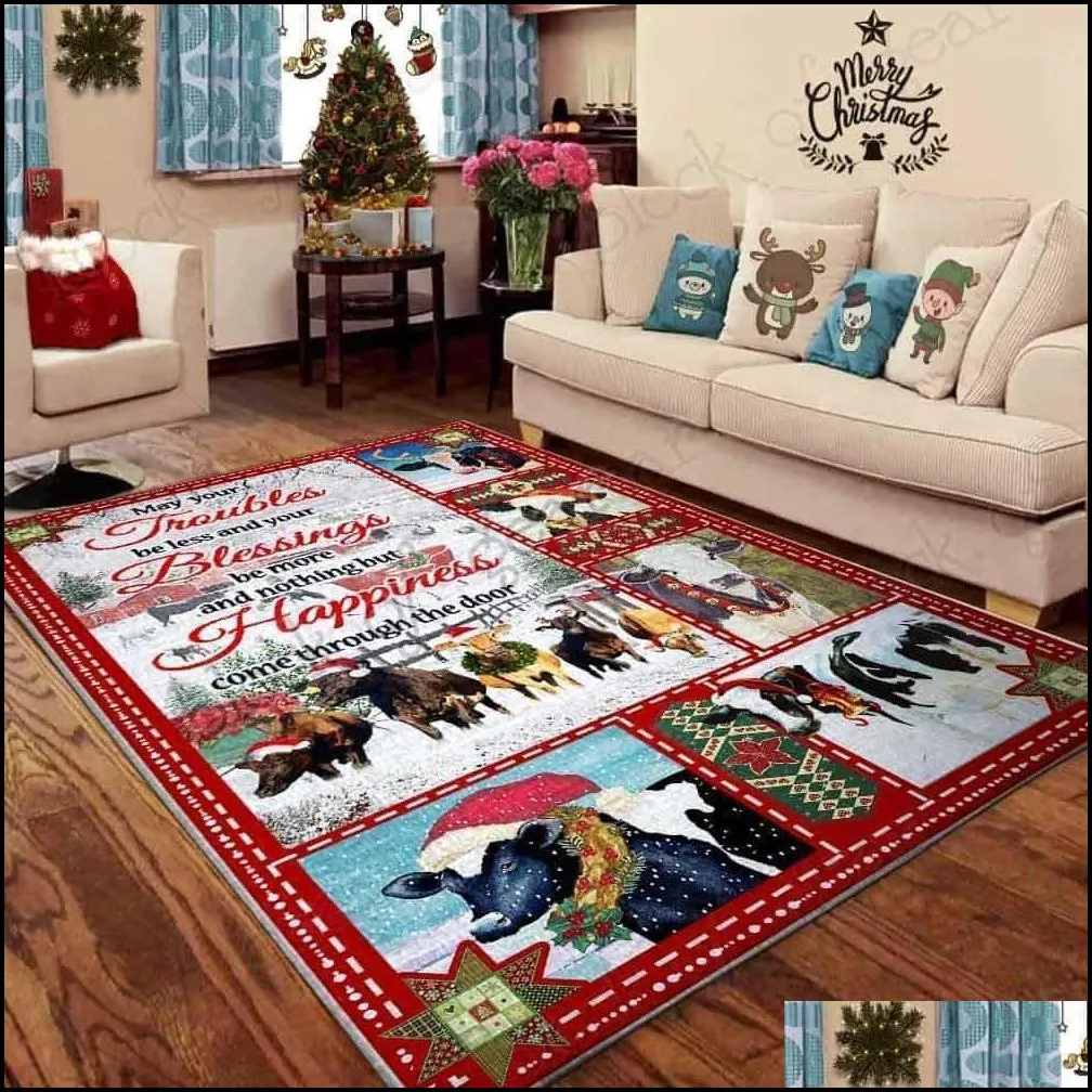 christmas red truck snowy living 3d printed rugs mat antislip large rug carpet home decoration 211026