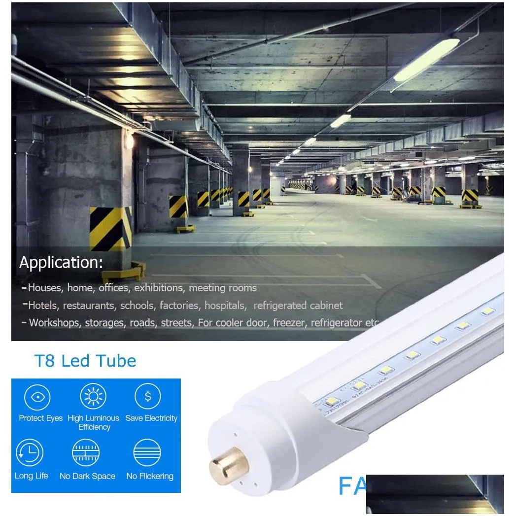 8 foot led lights f96t12 8ft led bulbs fluorescent replacement t8 t10 t12 96 45watt fa8 single pin led shop lights ballast bypass workshop warehouse