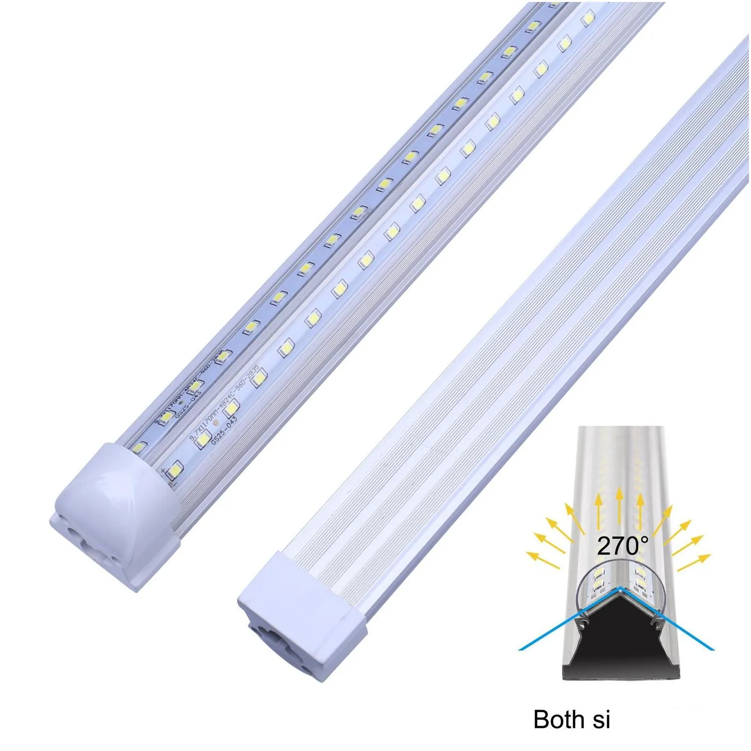 4ft led t8 tubes light integrate tube 2ft 5ft 6ft 8ft led lights vshaped white 6000k 120w double row led shop light fixture