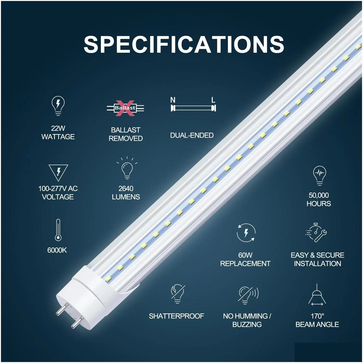 t8 led tube light bulb 4ft 22w 28w g13 bipin t8 t10 t12 fluorescent lighting bulbs replacement ballast bypass double ended power clear cover 4 foot shop