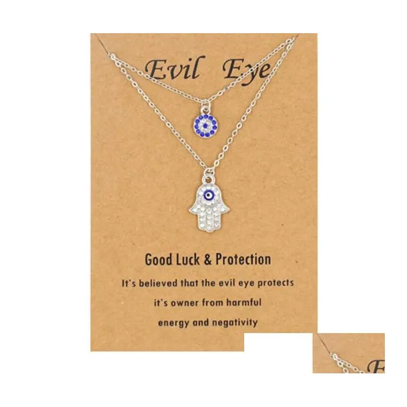 evil eye necklace and hamsa necklaces turkish blue eye hand pendant necklace 3pcs lucky protection jewelry gift for women girls
