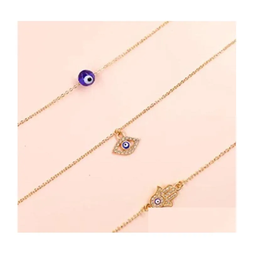 evil eye necklace and hamsa necklaces turkish blue eye hand pendant necklace 3pcs lucky protection jewelry gift for women girls