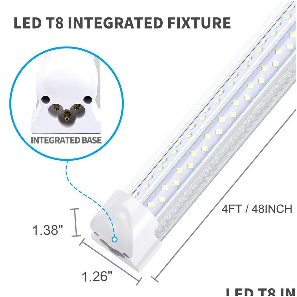 8ft led light fixtures v shape t8 led tube light 8ft 2ft 4ft 5ft 6ft 8 feet 120w double row bulb lights ac85277v linkable shop light