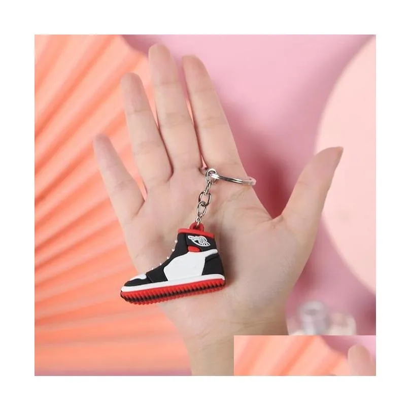 fashion 3d stereo sneakers keychains party gift mini basketball shoes model keychain for boyfriend birthday present bag pendant key