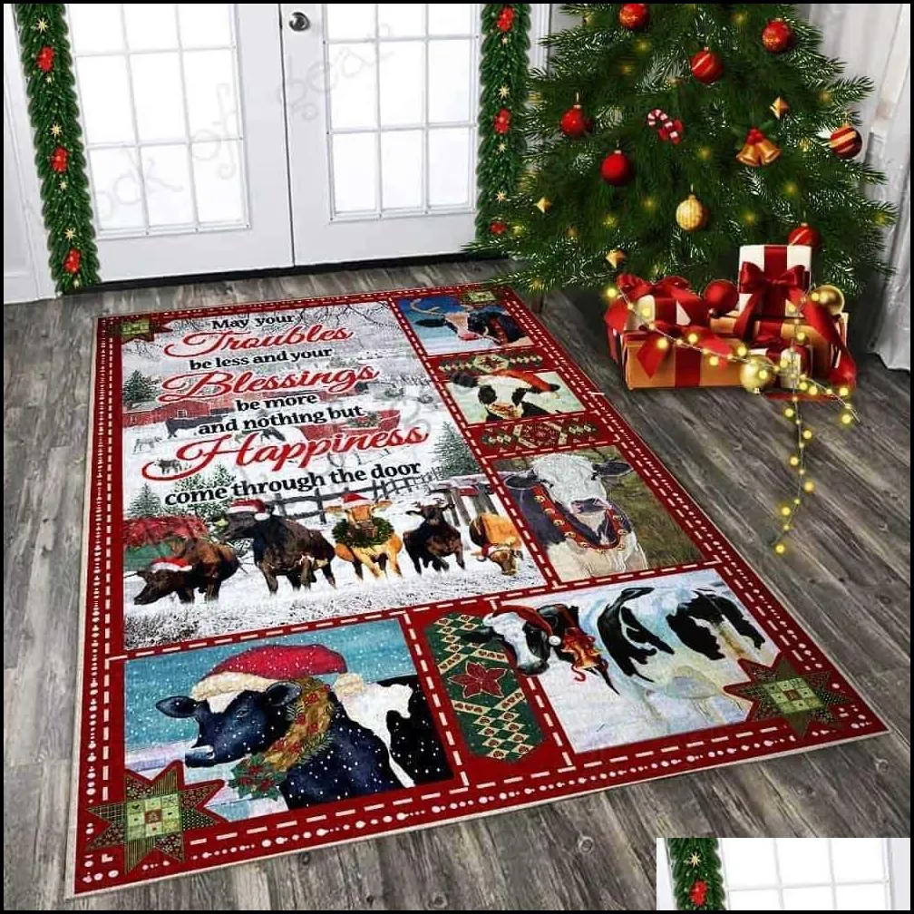 christmas red truck snowy living 3d printed rugs mat antislip large rug carpet home decoration 211026