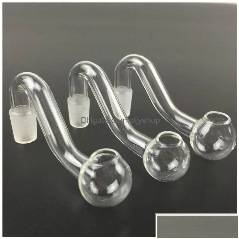 Smoking Pipes Clear 10Mm Male Joint Thick Pyrex Glass Oil Burner Pipe Tobacco Bent Bowl Hookahs Adapter Bong Pipes Smoking Shisha Tu
