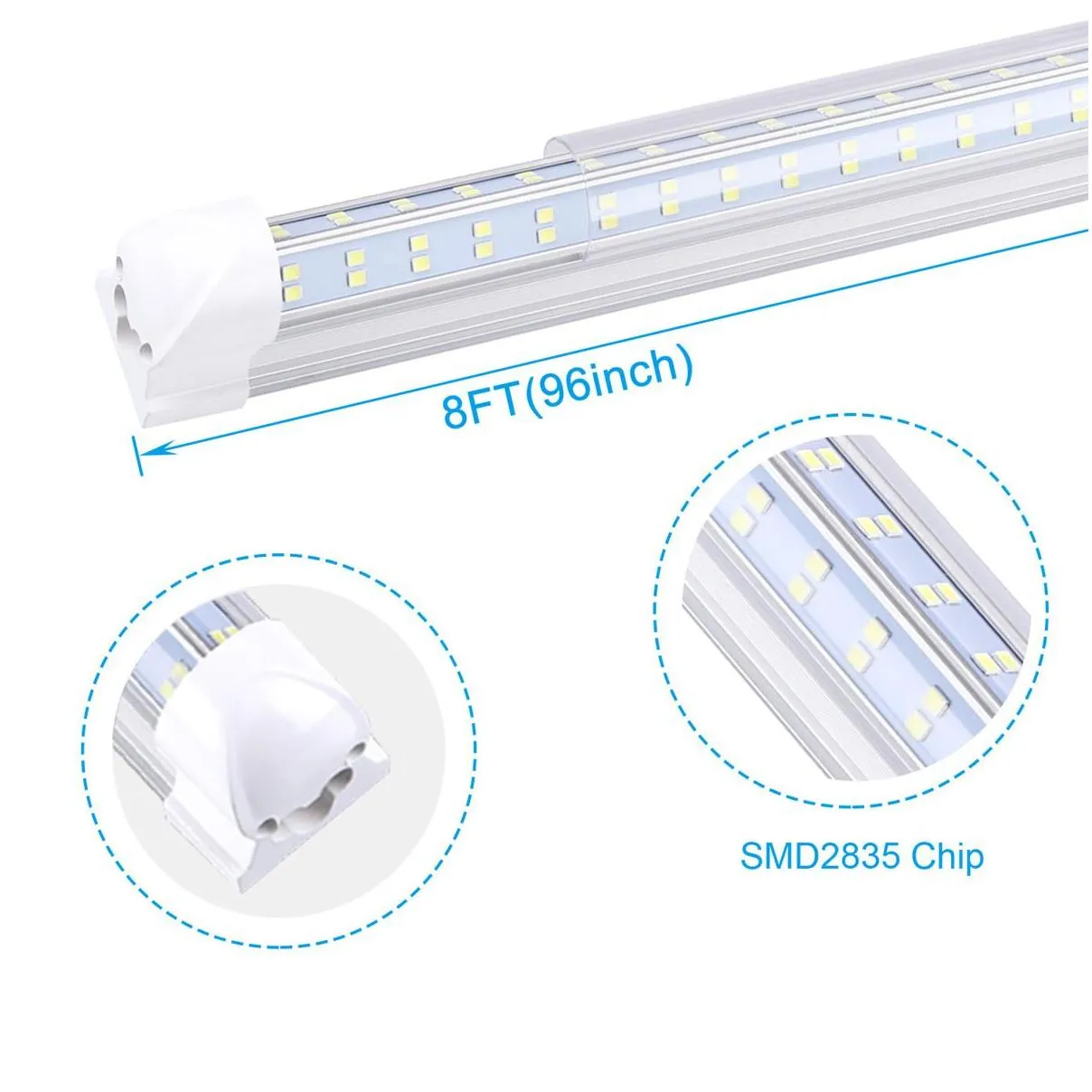 4ft 8ft v shape integrate led tube light 4 rows 120w 8 ft feet cooler door zer led lighting smd2835 factory led tube