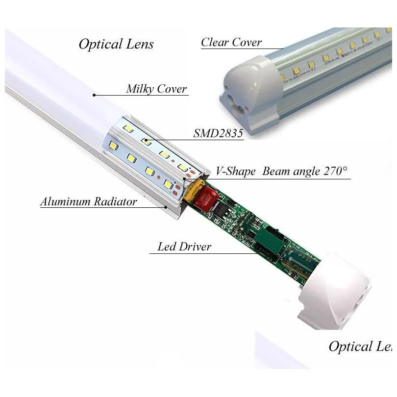 8 garage light led tubes 4ft 5ft 6ft 8ft 8 feet 72 inch bubs led 120w t8 led tube lights double sides warehouse lighting