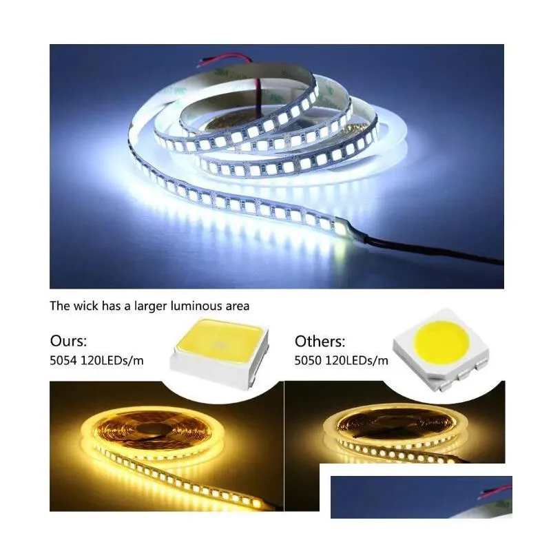 dc12v led strip light 5054 waterproof flexible led ribbon 60leds/m 120leds/m brighter than 5050 3528 12v rgb diode tape