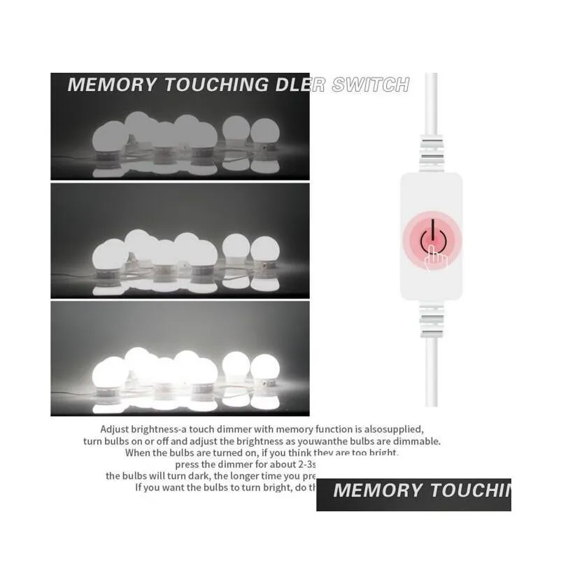 dc5v 20w led vanity makeup mirror lights kit 10led light bulbs for  style white lighting led lamp touch switch