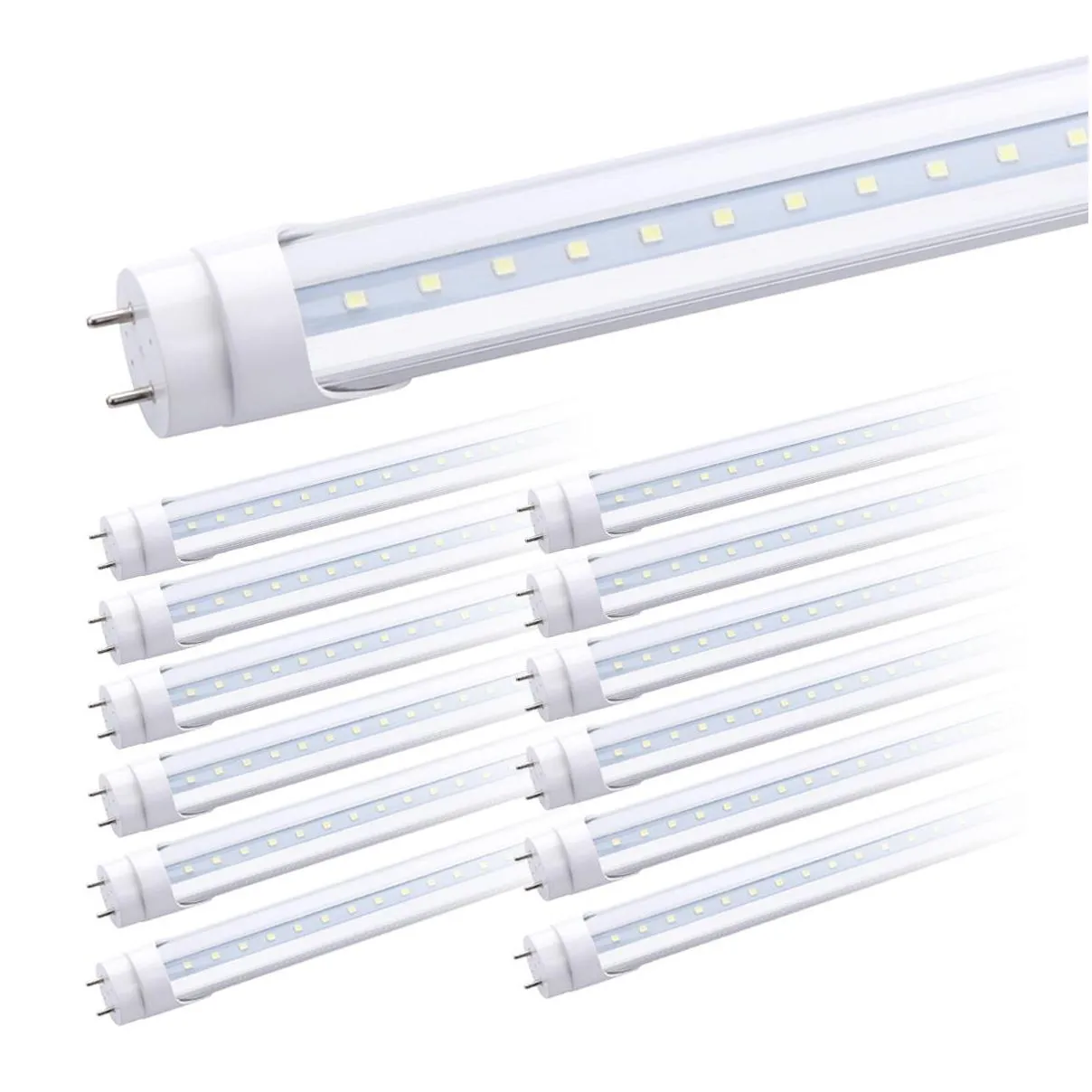 led tube lights 4 ft 4feet 18w 22w 28w shop lighting fixture 4ft clear cover g13 bipin 120v dual end power bulbs light