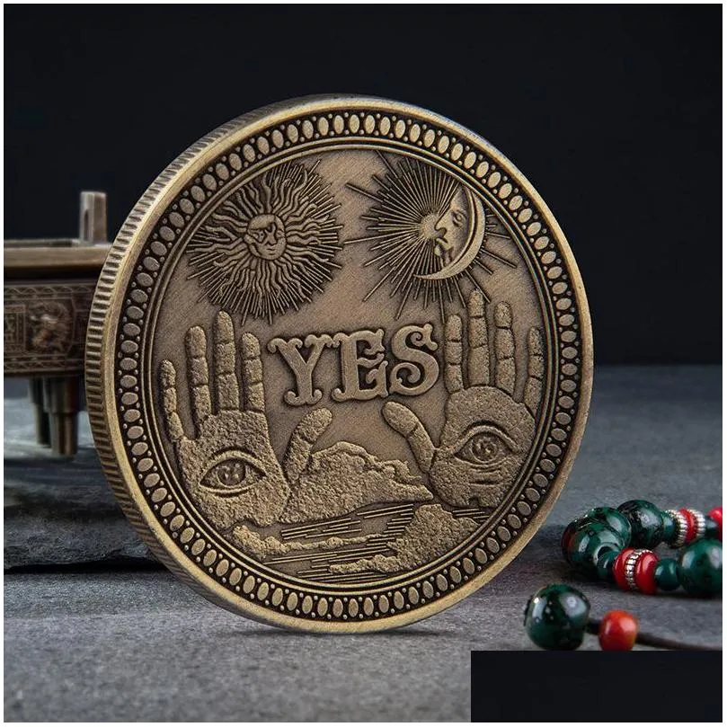 yes or no copy coin commemorative prediction decision making challenge vintage skull handicraft travel souvenir art collection metal