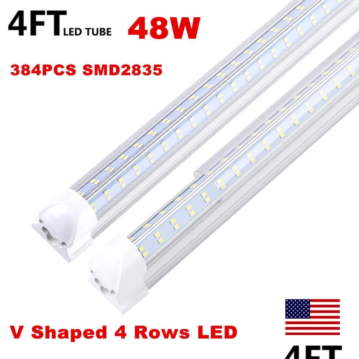 4ft 8ft led lights vshaped integrated led tube light fixtures 120w 4 row leds smd2835 led lights 100lm/w