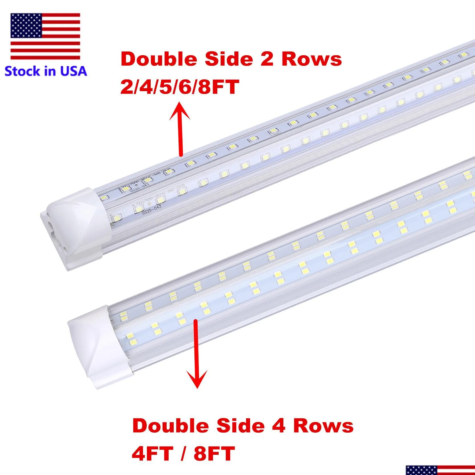 4ft led t8 tubes light integrate tube 2ft 5ft 6ft 8ft led lights vshaped white 6000k 120w double row led shop light fixture