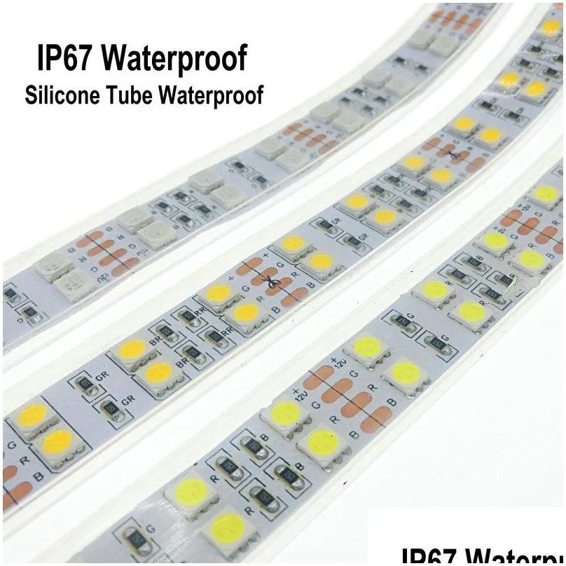led strip 5050 120 leds/m dc12v silicone tube waterproof flexible led light double row 5050 led strip 5m/lot