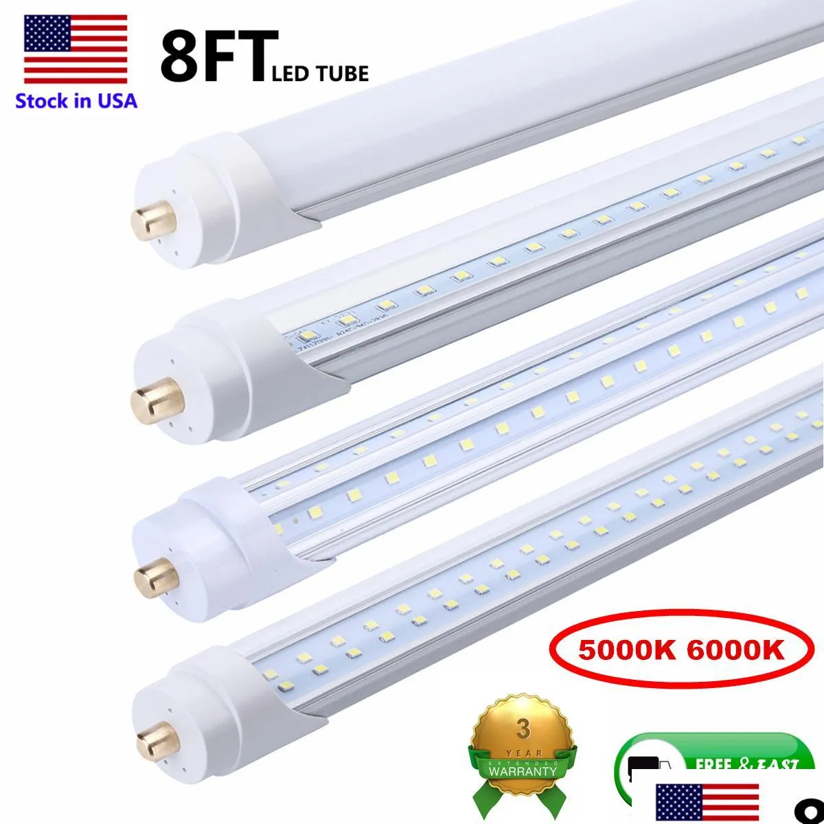Led Tubes 8 Foot Lights F96T12 8Ft Bbs Fluorescent Replacement T8 T10 ...
