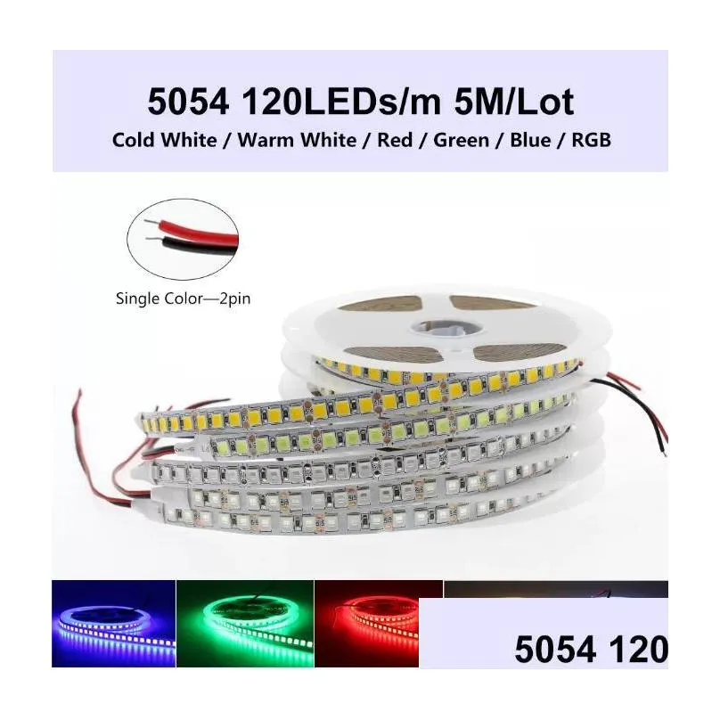 dc12v led strip light 5054 waterproof flexible led ribbon 60leds/m 120leds/m brighter than 5050 3528 12v rgb diode tape