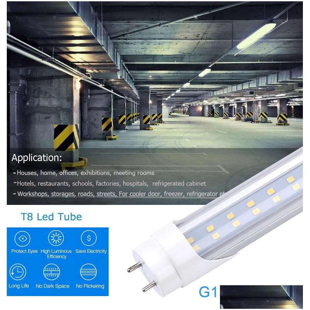 led t8 light tube 4ft dualend powered ballast bypass 18w 40w equivalent fluorescent bulb replacement clear cover ac85265v lighting