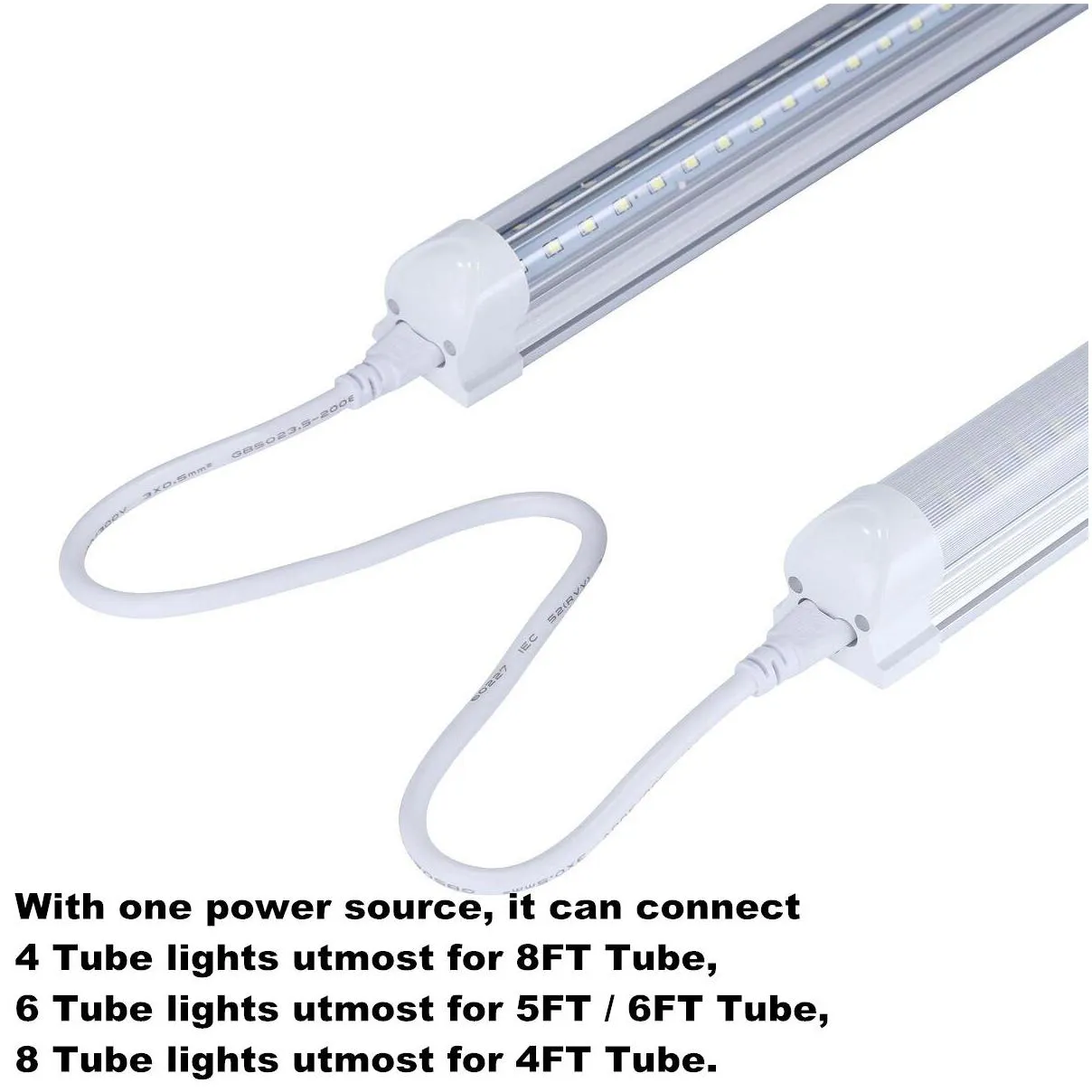 linkable led tube t8 8 ft 8ft high lumen led shop light fixture v shape integrate double side warehouse factory lighting cooler door