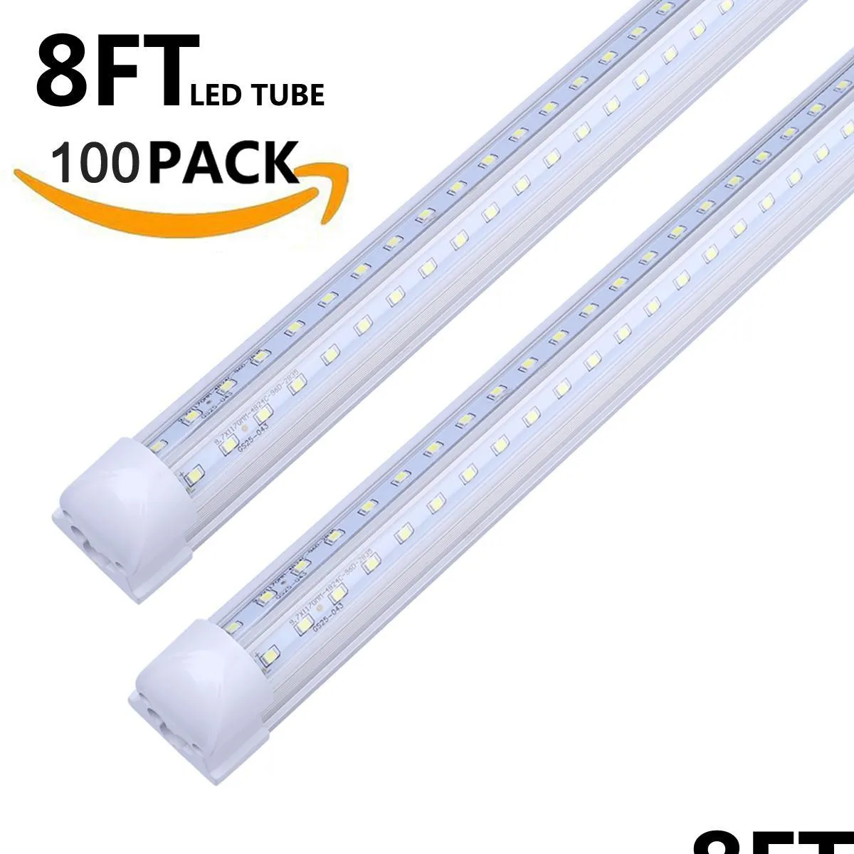 t8 integrated led tube light 5000k 6000k 72w 8ft led shop light 120w 4 rows v shape double side warehouse light