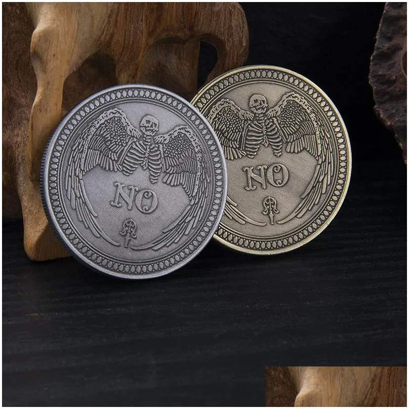 yes or no copy coin commemorative prediction decision making challenge vintage skull handicraft travel souvenir art collection metal