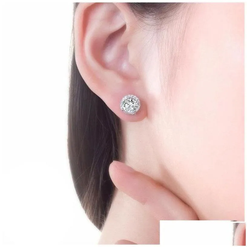 Jewelry Luxury 925 Sterling Sier Diamond Earings For Women 6Mm Small Stud Christmas Gift Bridal Wedding Accessories Earring Drop Del