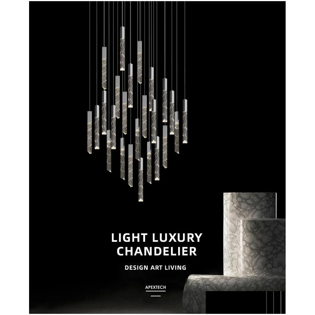 modern loft led lamp chandelier k9 crystal chrome duplex stair chandelier living room el ceiling hanging light luxury pendant lamps