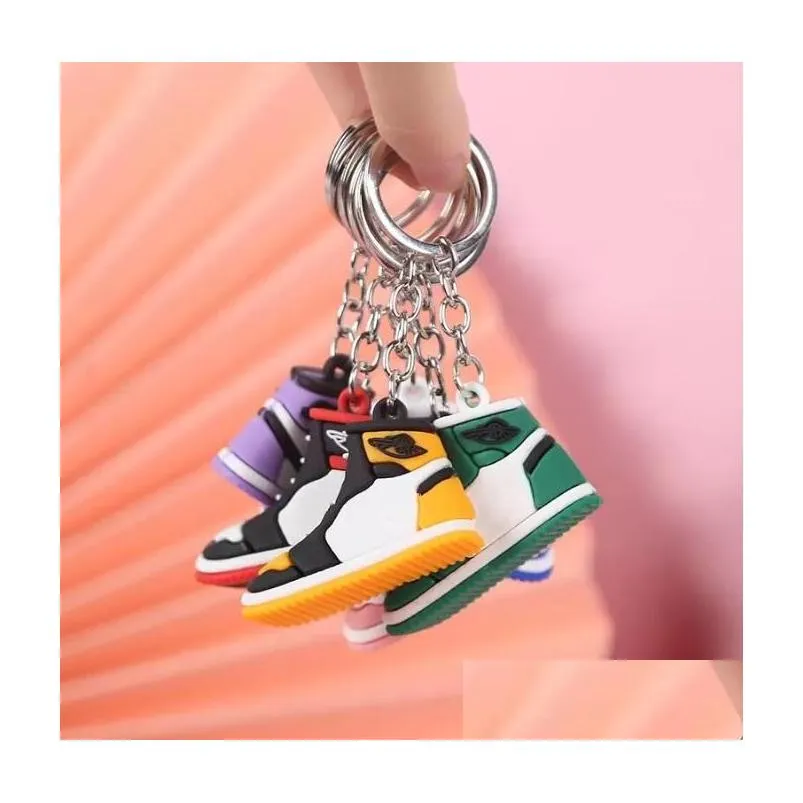 fashion 3d stereo sneakers keychains party gift mini basketball shoes model keychain for boyfriend birthday present bag pendant key