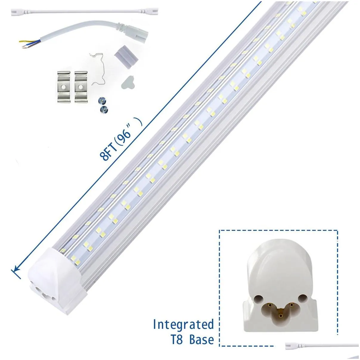 led tube 8ft shop light fixture 120w cooler door zer bulbs 2ft 4ft 5ft 6ft v shape integrated lamps