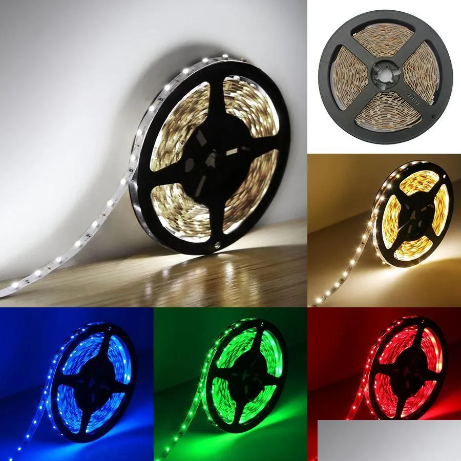 led strip light rgb flexible tape warm white red green blue 5m roll 300 leds 3528 5050 5630 12v non waterproof led ribbon