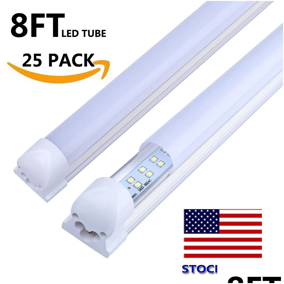 120w 8ft shop light t8 tube v shaped integrated led cooler lighting double sides 8 ft fa8 single pin fluorescent lights