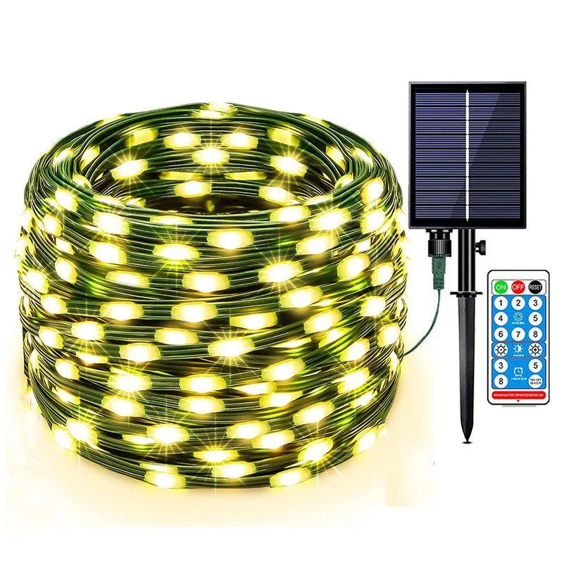 100m led solar string light green pvc wire outdoor solar chrismtas fairy light copper wire led garland light for garden patio decor