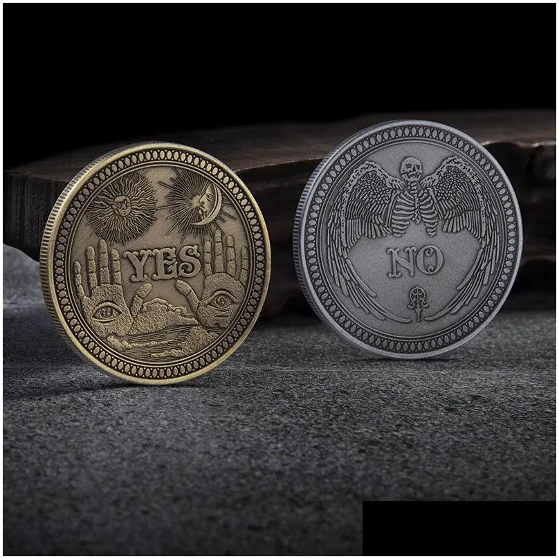 yes or no copy coin commemorative prediction decision making challenge vintage skull handicraft travel souvenir art collection metal