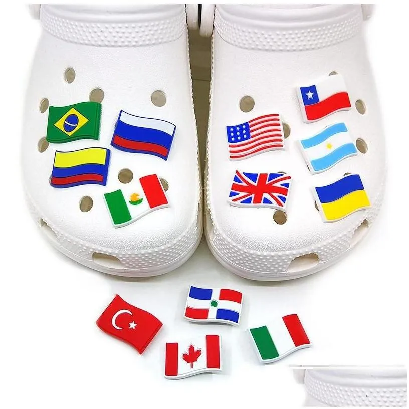 Shoe Parts Accessories National Flag Croc Charms Fashion Love For Decorations Pvc Soft Shoes Charm Ornaments Buckles Drop Delivery