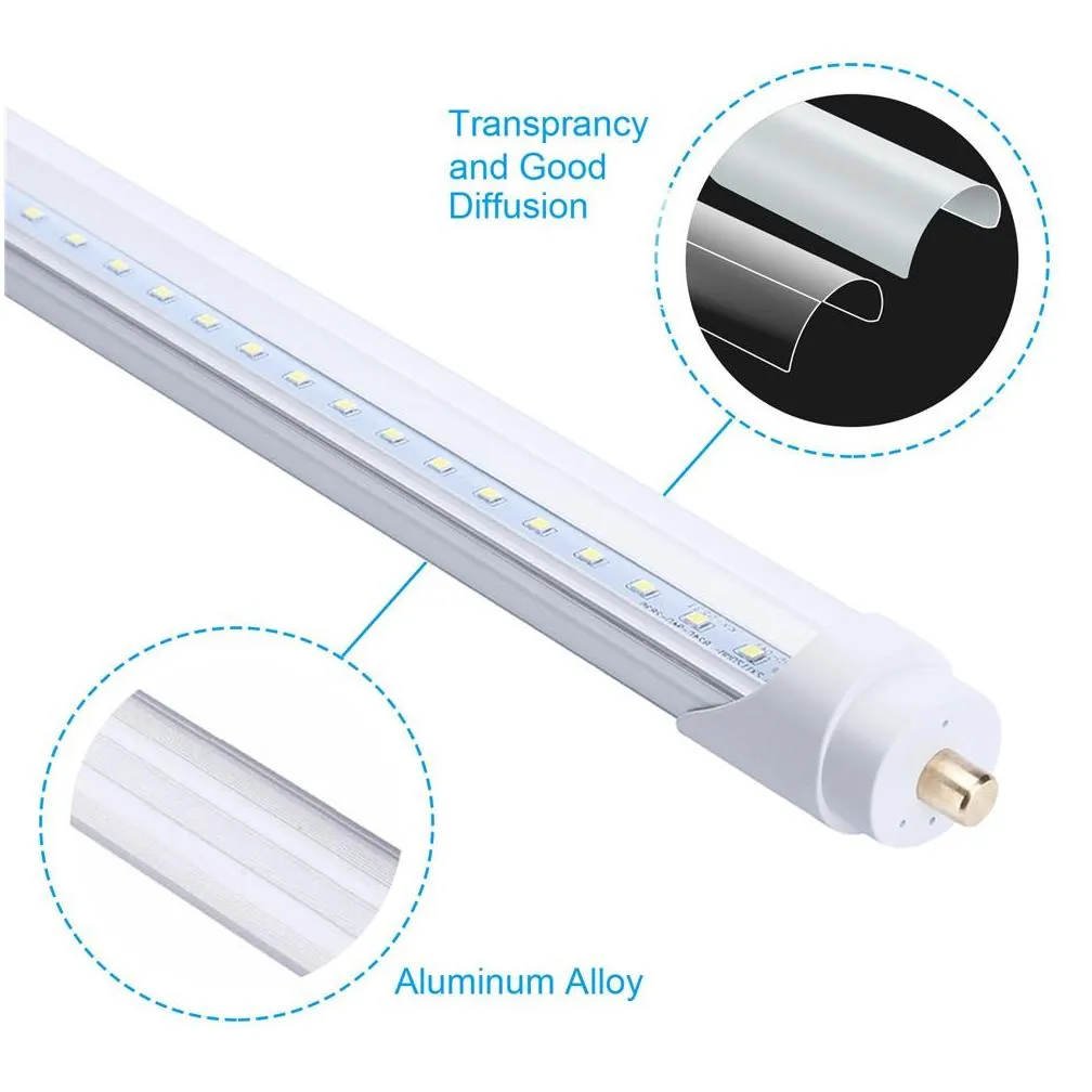 90w 4 rows 65w double row led tubes t8 8ft single pin fa8 45w led tube light 8 ft 8feet fluorescent bulb