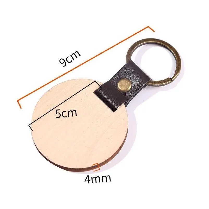 leather beech wood carving keychains diy engraved wood keychain key rings for men women birthday party anniversary gift