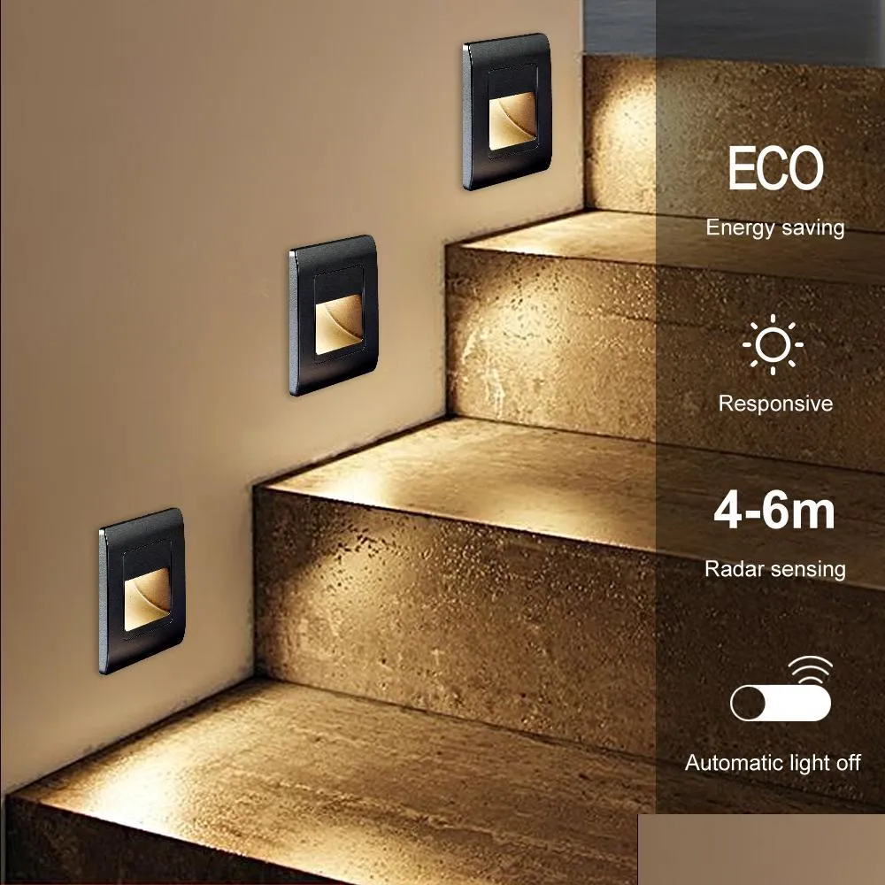 recessed led wall lamps pir motion sensor stair case light ac85265v step lamp corridor lighting indoor wall lights