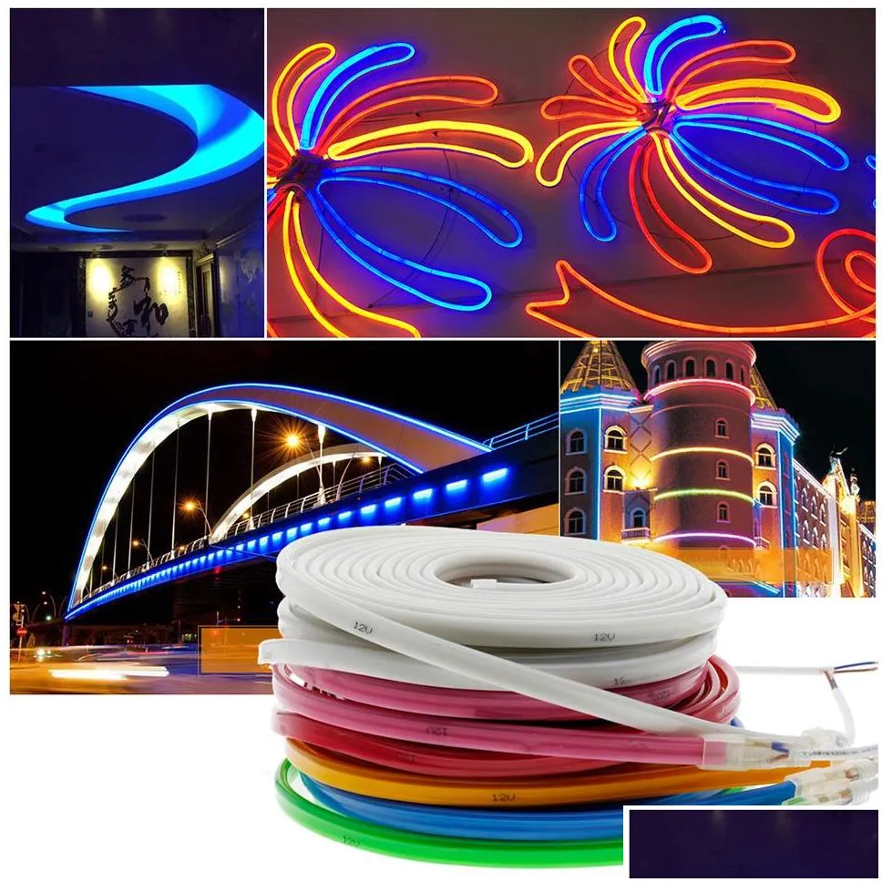 12v neon led strip light smd2835 120led/m high safety ip67 waterproof outdoor decorative flexible light