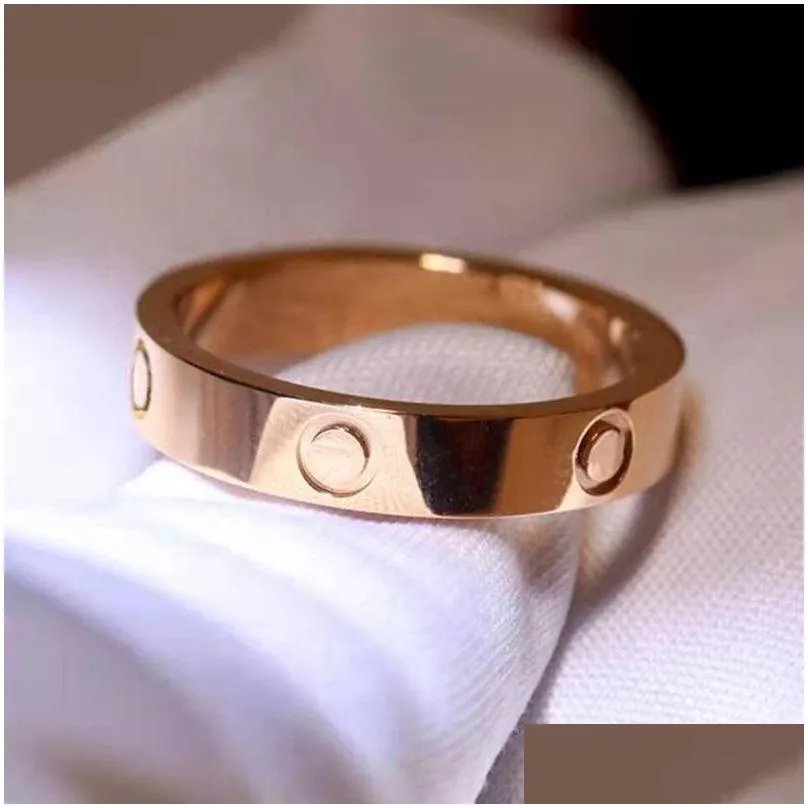 zircon couple ring women 5mm stainless steel polished rose gold fashion jewelry valentines day gift for girlfriend accessories