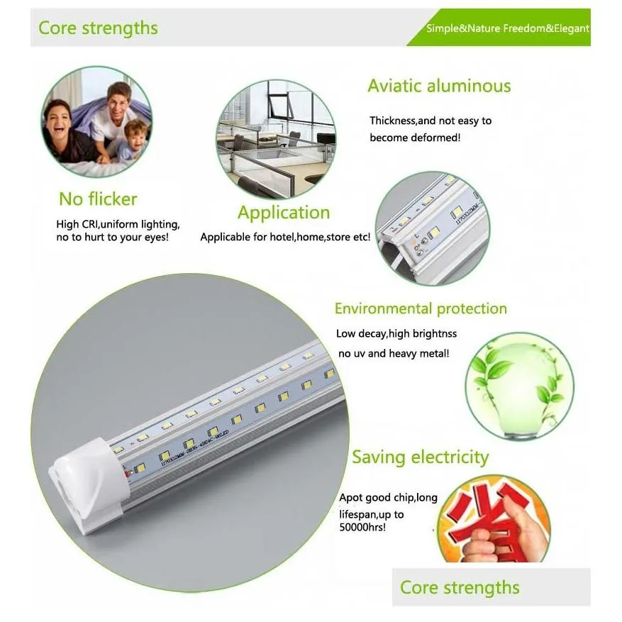 t8 8ft led shop light 4 rows 120w integrated tube lamp v shape led tube 4ft 5ft 6ft 8 ft led garage lighting fixture