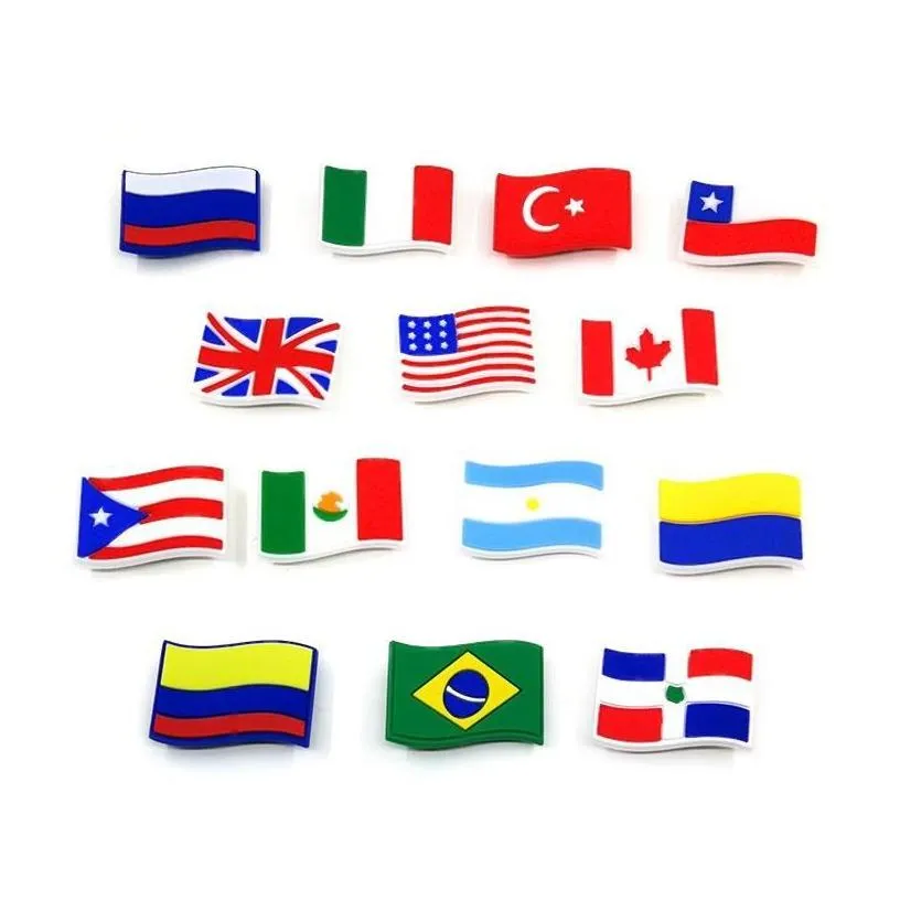 Shoe Parts Accessories National Flag Croc Charms Fashion Love For Decorations Pvc Soft Shoes Charm Ornaments Buckles Drop Delivery