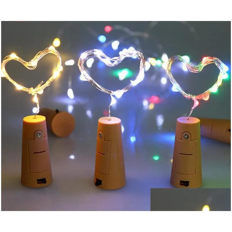 2m 20led lamp cork shaped bottle stopper light glass wine led copper wire string lights for xmas party wedding halloween