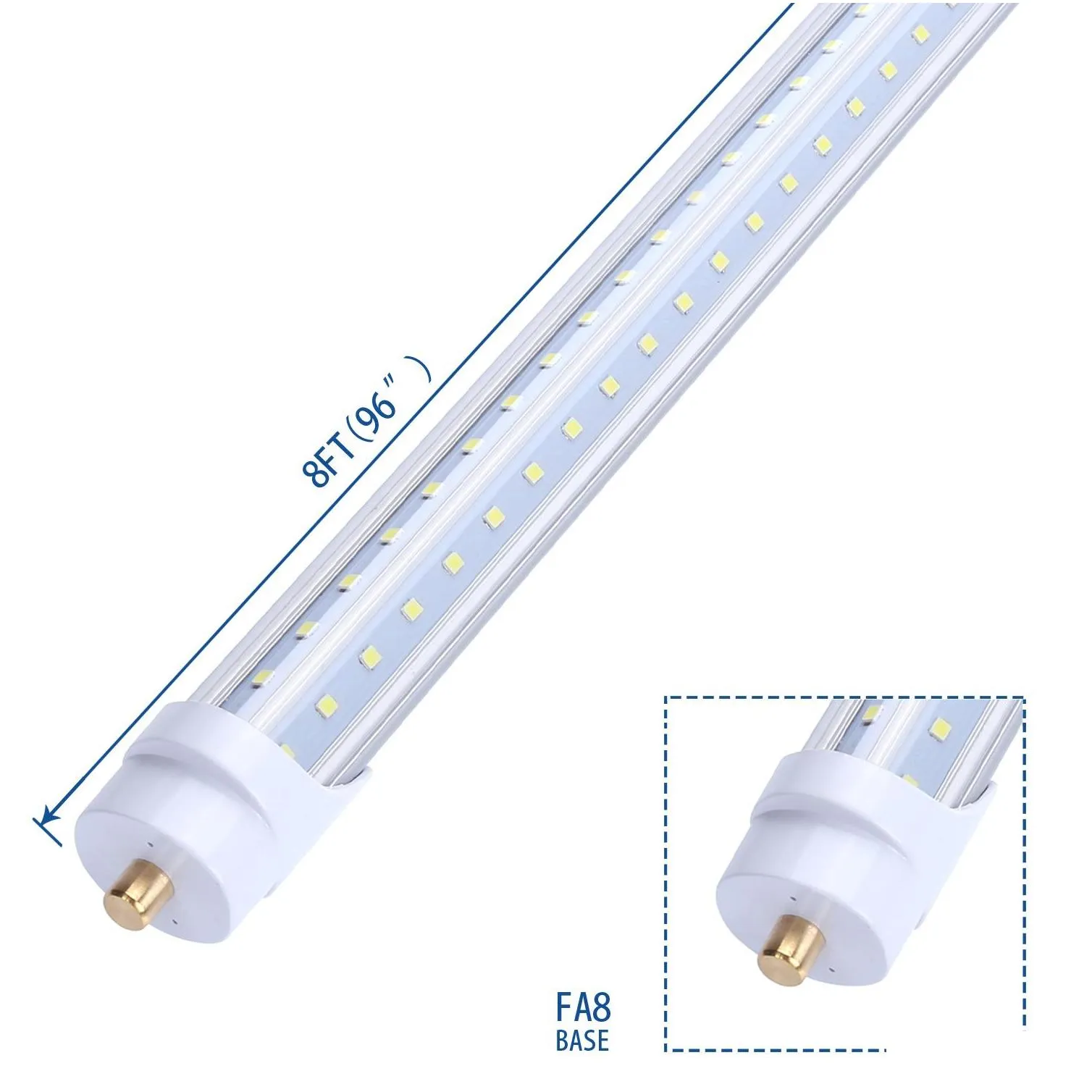 led tubes 8ft 8 feet single pin fa8 led t8 tube light fixture 45w 65w v shaped tube light double rows bulbs