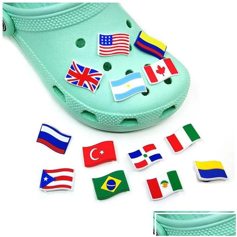 Shoe Parts Accessories National Flag Croc Charms Fashion Love For Decorations Pvc Soft Shoes Charm Ornaments Buckles Drop Delivery