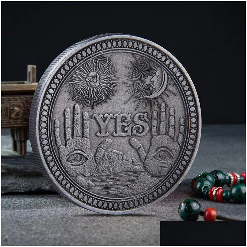 yes or no copy coin commemorative prediction decision making challenge vintage skull handicraft travel souvenir art collection metal