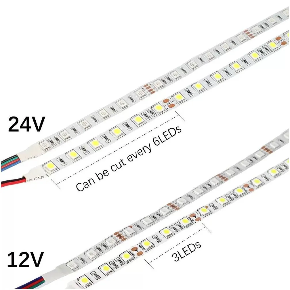 5v 12v 24v led light strip tv backlight waterproof smd 5050 5m 60leds/m warm white rgb led strip light for room bedroom