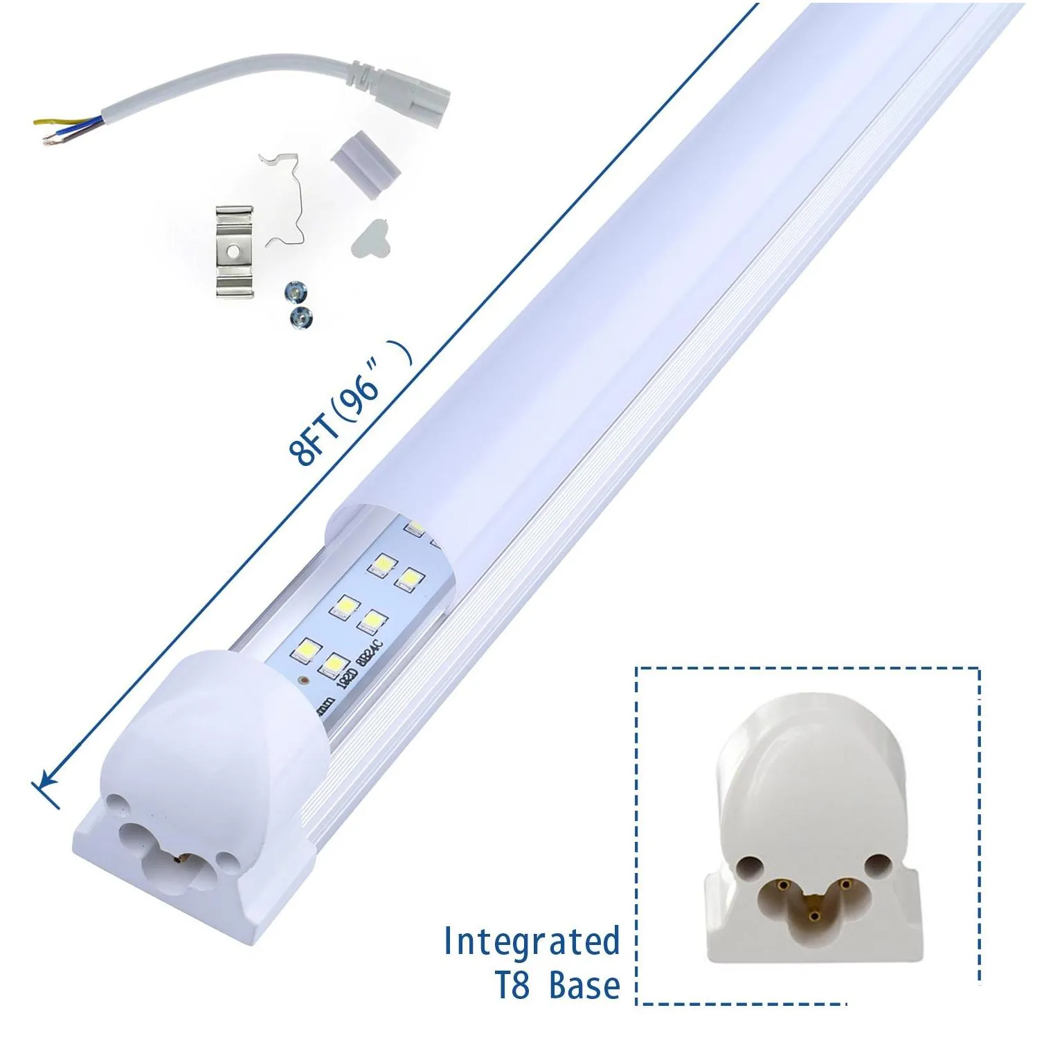 t8 led tube 8ft double row 2.4m led shop light t8 integrated tube 72w 7200lm fluorescent lamp 8 foot led bulbs