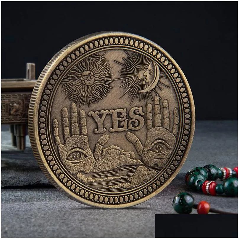 yes or no copy coin commemorative prediction decision making challenge vintage skull handicraft travel souvenir art collection metal