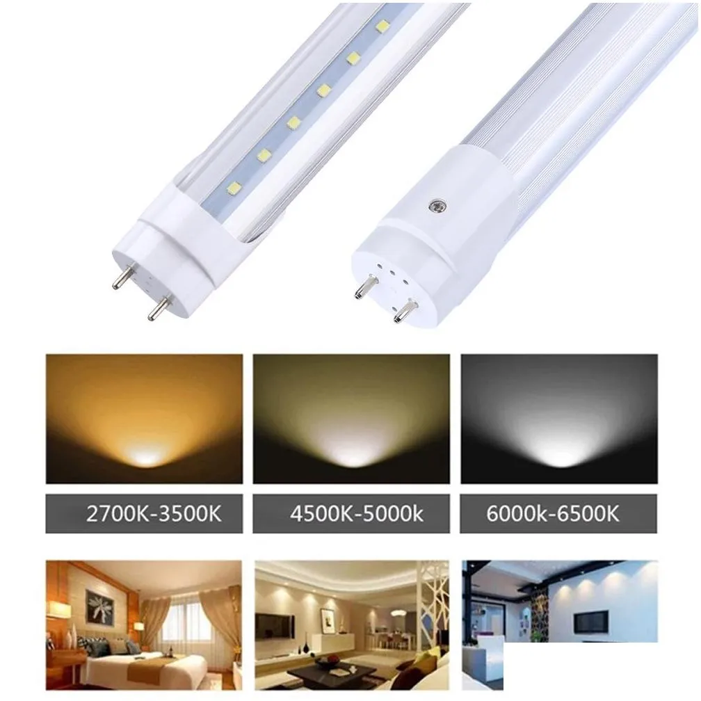 t8 led tube light bulb 4ft 22w 28w g13 bipin t8 t10 t12 fluorescent lighting bulbs replacement ballast bypass double ended power clear cover 4 foot shop